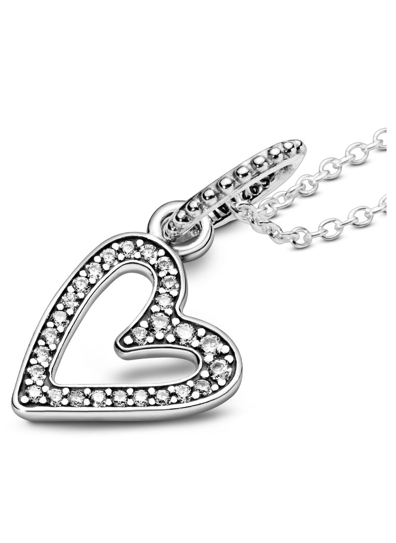 Pandora Violet - Pandora Jewelry Women's Hand Painted Heart Necklace Sterling Silver Formula Crystal Zirconia - Image 1