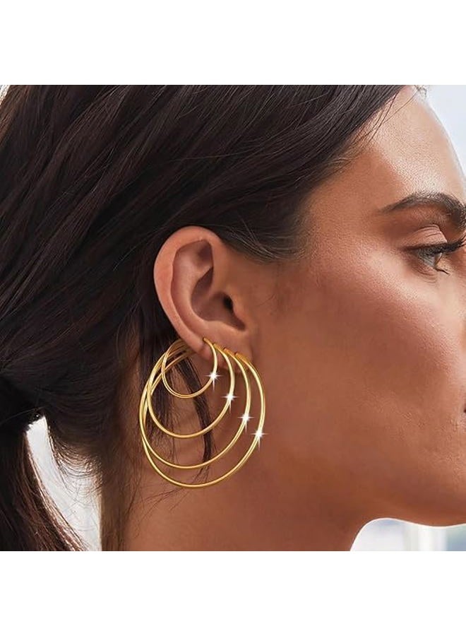 Cuicanstar 12 Pairs Stainless Steel Hoop Earrings Hypoallergenic gold Hoops Earrings Set for Women Girls, Stainless Steel, stainless steel - Image 2