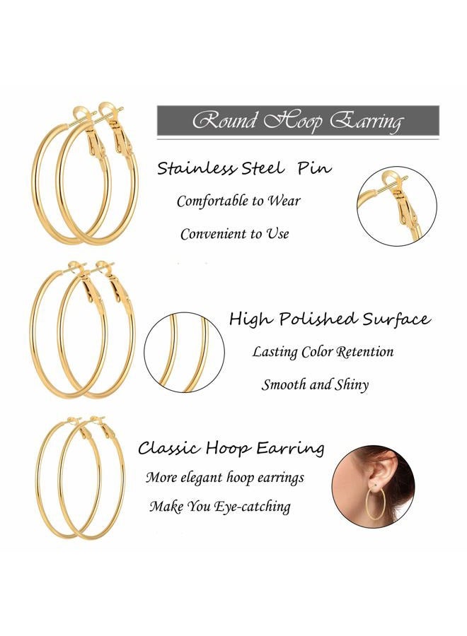 Cuicanstar 12 Pairs Stainless Steel Hoop Earrings Hypoallergenic gold Hoops Earrings Set for Women Girls, Stainless Steel, stainless steel - Image 5