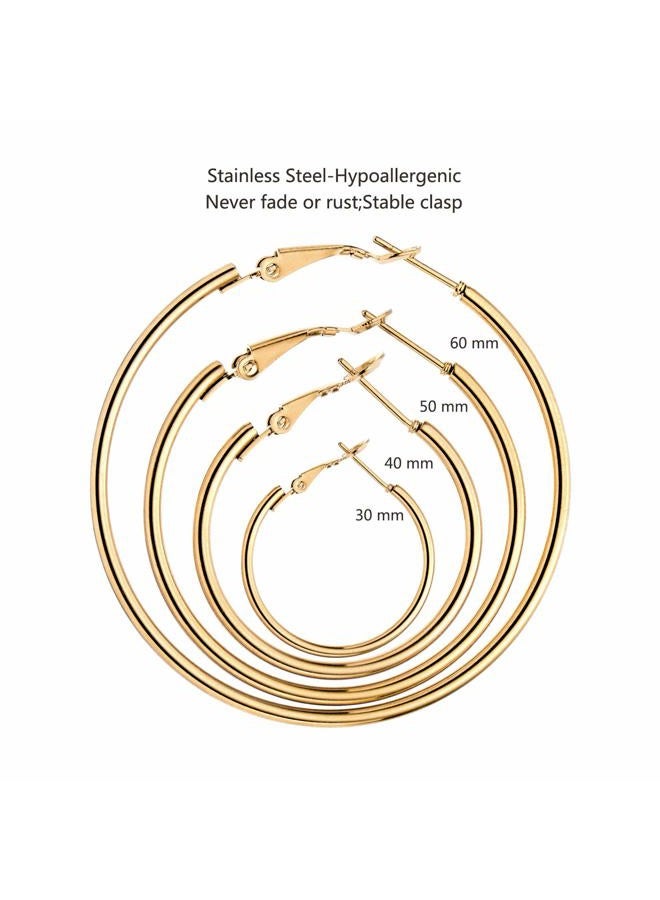 Cuicanstar 12 Pairs Stainless Steel Hoop Earrings Hypoallergenic gold Hoops Earrings Set for Women Girls, Stainless Steel, stainless steel - Image 3