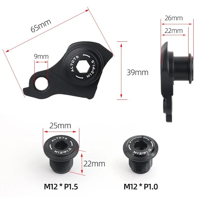 WAKE M12 1.0P 1.5P UDH Rear Derailleur Hanger Mount Adapter for MTB Road Bike Thru Axle Frame Tail Hook - M12-1.5P - Image 3