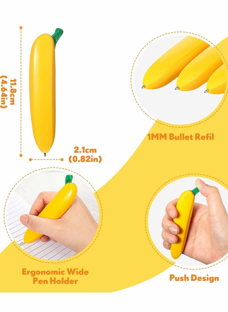 Y&D Novelty Banana Pens, Push-Type Writing Ballpoint Cool Stationery for School, 12 pcs  - Image 4