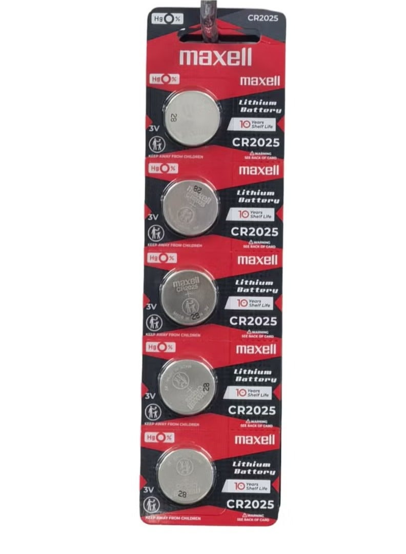 Maxel 5-piece CR2025 battery, multi-color