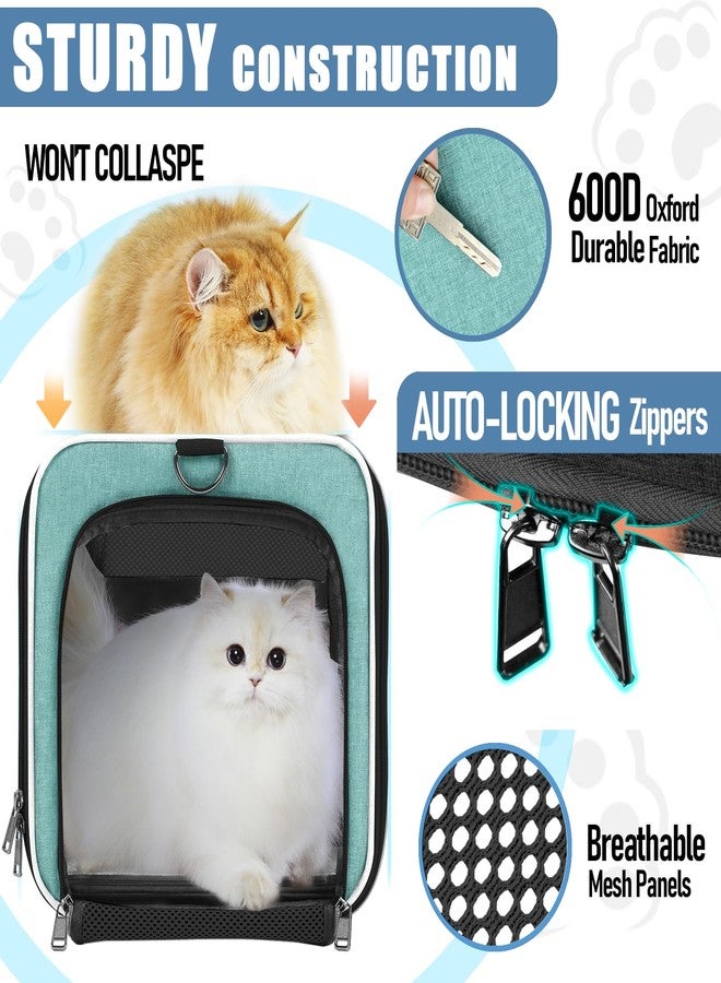 GAPZER Soft Cat Carrier Large Cat 20 lbs/Kitty Cat Travel Crate for Pet Top Load/Small Dog Sturdy Transport Fabric Carry Bag 10 Pounds/Yorkie Kennel with Pocket Teal Aqua - Image 4