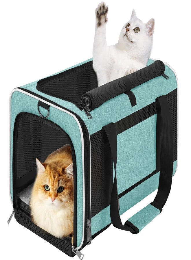 GAPZER Soft Cat Carrier Large Cat 20 lbs/Kitty Cat Travel Crate for Pet Top Load/Small Dog Sturdy Transport Fabric Carry Bag 10 Pounds/Yorkie Kennel with Pocket Teal Aqua - Image 1