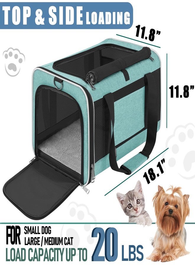 GAPZER Soft Cat Carrier Large Cat 20 lbs/Kitty Cat Travel Crate for Pet Top Load/Small Dog Sturdy Transport Fabric Carry Bag 10 Pounds/Yorkie Kennel with Pocket Teal Aqua - Image 3