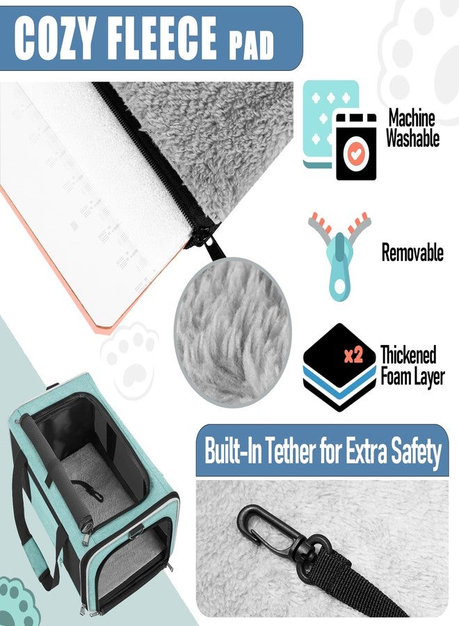 GAPZER Soft Cat Carrier Large Cat 20 lbs/Kitty Cat Travel Crate for Pet Top Load/Small Dog Sturdy Transport Fabric Carry Bag 10 Pounds/Yorkie Kennel with Pocket Teal Aqua - Image 2