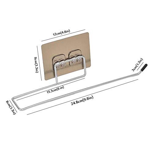 ZURATO Paper Towel Holder Stainless Steel Self Adhesive Wall Mount Towel Bar for Kitchen Bathroom Toilet, Tissue Paper Roll Holder, Towel Bar Stand - Image 2