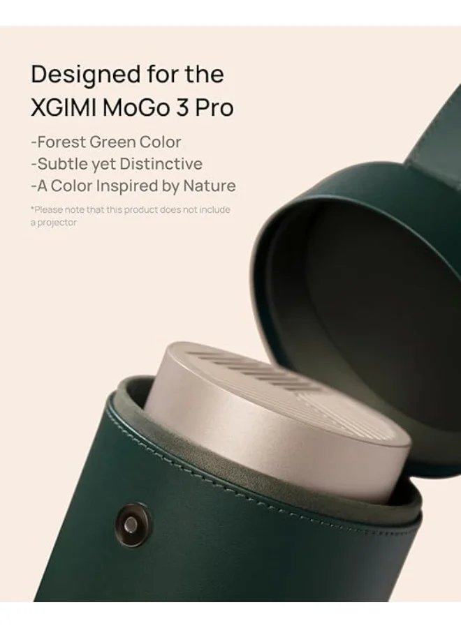 XGIMI Carrying Case for Mogo 3 Pro | Stylish, Heavy Duty Vegan Leather Case, Eco-Friendly PU leather, With Easy-Grab Handle, Waterproof, Dustproof, Drop Protection - Green