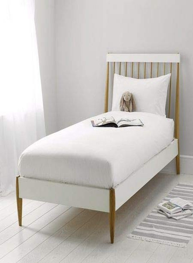 Babulal Jhunjhunwala White Satin Stripe Single Bedsheet Set (Manufactured Using Bombay Dyeing Fabric ONLY)- One Bedsheet (56 * 90) Plus One Pillow Cover (18 * 28) - Image 1