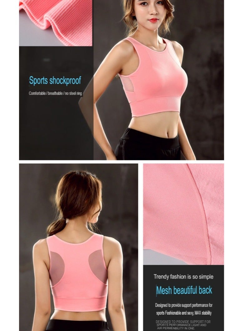 AROAQ Full Coverage Longline Sports Bra, Shockproof Fitness Yoga Running Sports Bra,  Seamless Quick-drying Medium Impact Push Up Tank Top For Yoga Gym Workout, (Size XL, Blue) - Image 2