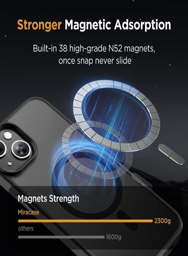 Miracase Magnetic for iPhone 14 Case 6.1 inch (Compatible with MagSafe)（with 2X Screen Protectors） Military-Grade Protection, Anti-Fingerprint Translucent Matte Phone Case Cover, Black - Image 4