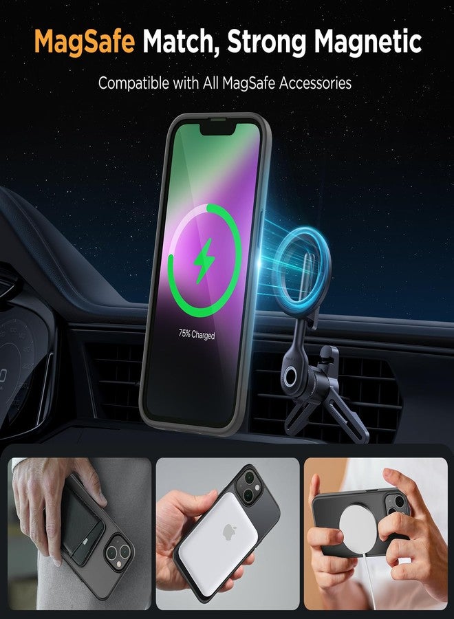 Miracase Magnetic for iPhone 14 Case 6.1 inch (Compatible with MagSafe)（with 2X Screen Protectors） Military-Grade Protection, Anti-Fingerprint Translucent Matte Phone Case Cover, Black - Image 3