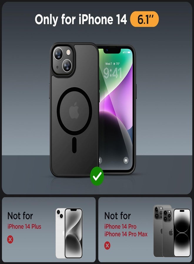 Miracase Magnetic for iPhone 14 Case 6.1 inch (Compatible with MagSafe)（with 2X Screen Protectors） Military-Grade Protection, Anti-Fingerprint Translucent Matte Phone Case Cover, Black - Image 2