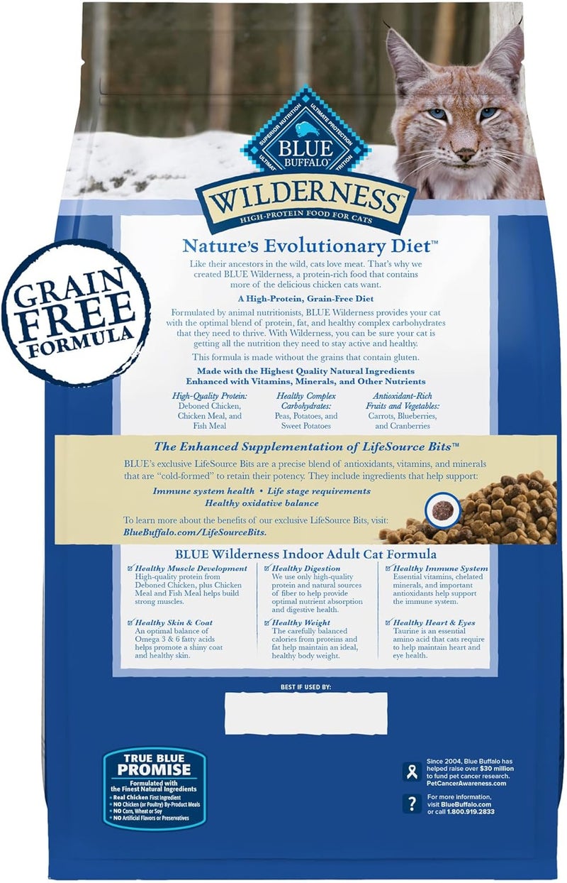 Blue Buffalo Wilderness Nature's Evolutionary Diet High-Protein, Grain-Free Natural Dry Food for Adult Cats, Chicken, 2-lb. Bag - Image 2
