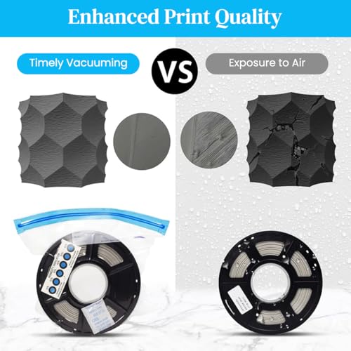 Serplex® 3D Printer Filament Vacuum Storage Bags & Electric Air Pump with 10 Filament Vacuum Storage Bags,2 Sliding Sealing Clips Moisture Protection for 1Kg,300x340mm - Image 5