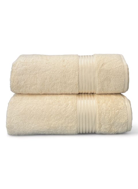 2 Pcs Premium Soft And Quick Dry Bath Sheet 550 GSM - Towels For Bathroom, Pool, Beach And Spa (85x170cm) Set Of 2 - Beige
