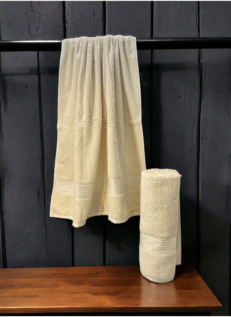 2 Pcs Premium Soft And Quick Dry Bath Sheet 550 GSM - Towels For Bathroom, Pool, Beach And Spa (85x170cm) Set Of 2 - Beige
