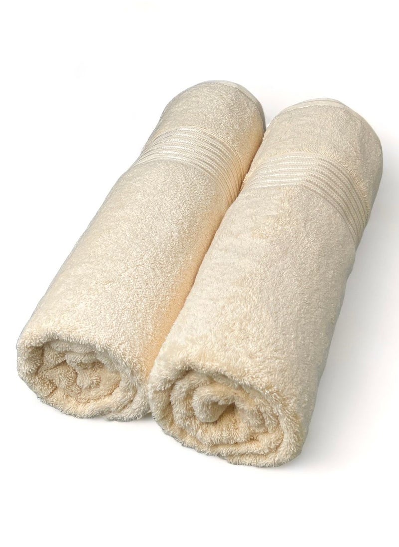 2 Pcs Premium Soft And Quick Dry Bath Sheet 550 GSM - Towels For Bathroom, Pool, Beach And Spa (85x170cm) Set Of 2 - Beige