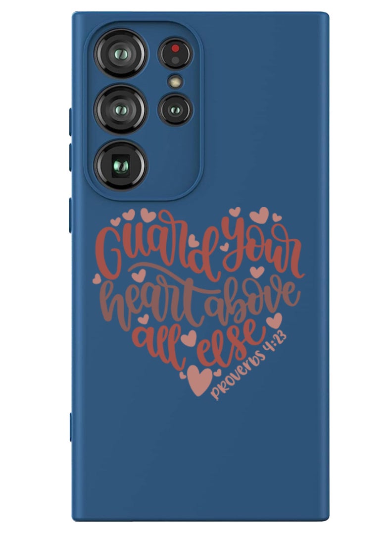 Theodor Protective Slim Fit Case Liquid Silicone Cover with Full Body Protection Anti-Scratch Shockproof Case For Samsung Galaxy S24 Ultra (Blue) - Guard your heart above all else - Image 1