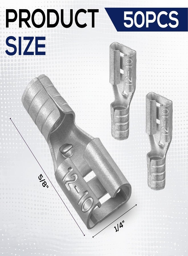 Otoolling 50 Pcs High Temperature Female Non Insulated Spade Connectors, 12-10 Gauge Quick Disconnect, 1/4" Female Tab Wire Splice Connectors for Strong Crimps in Electrical Wire Terminals - Image 2