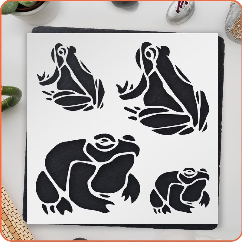 Lionx Frogs Logo Stencil - Reusable Flexible Clear Plastic for Arts 5.5x5.5", Crafts, Painting, Ideal for Airbrush, Scrapbooking, DIY Arts and Crafts Projects - LIONX - Image 1