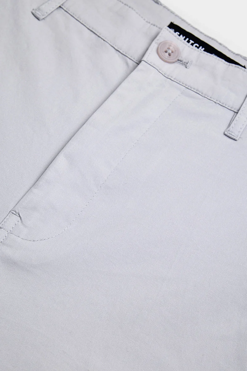 SNITCH Light Grey Light Grey Solid Regular Fit Casual Chinos for Men | Best Price UAE