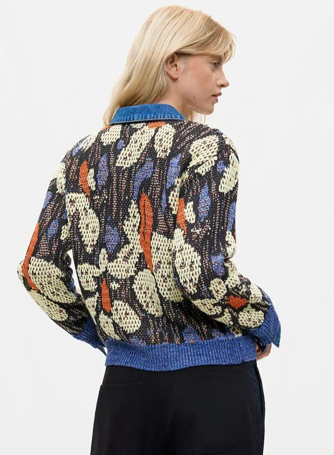 Desigual Multicolour Jacquard jacket with denim details for Women | Best Price UAE