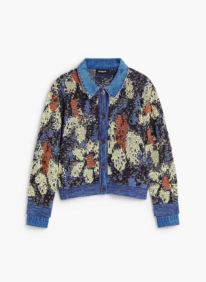 Desigual Multicolour Jacquard jacket with denim details for Women | Best Price UAE