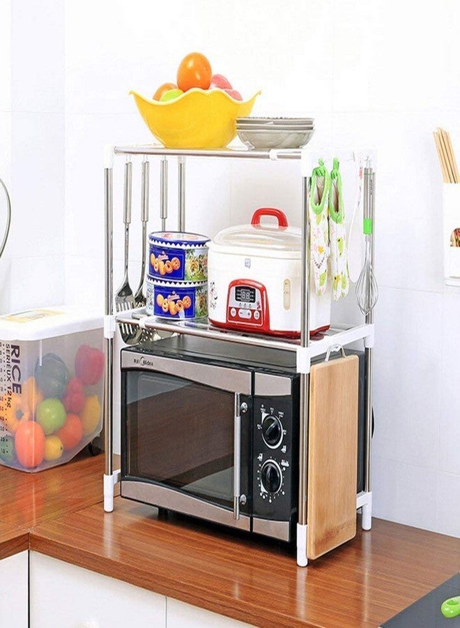 OCKO Double Layer Adjustable Kichen Storage Holders Stainless Steel, Multifuntional Microware Oven Shelf Organizer (Pack of 1) - Image 4