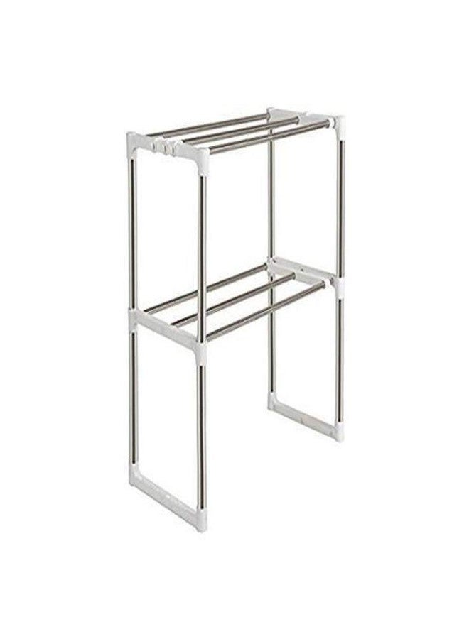 OCKO Double Layer Adjustable Kichen Storage Holders Stainless Steel, Multifuntional Microware Oven Shelf Organizer (Pack of 1) - Image 1