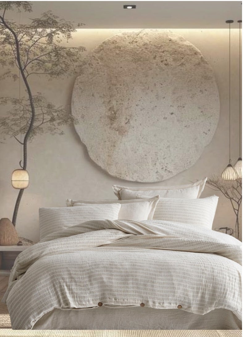 طقم مفروشات فاخر من الكتان والحرير البامبو – 6 قطع من الراحة المطلقة | ‎60٪ كتان، ‎40٪ بامبو - Image 1