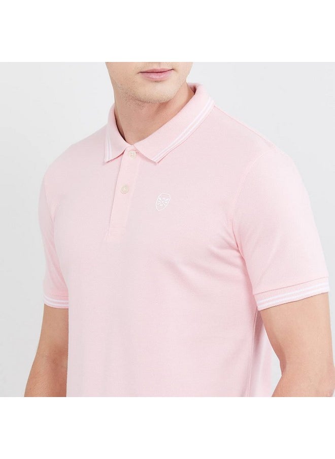 Max Max Men's Half Sleeves Slim Fit Solid Polo (PINK_XXL)  - Image 4