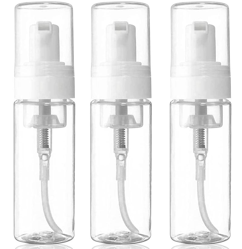 3Pack TravelSized Foaming Pump Bottles  Empty Foaming Liquid Soap Dispensers  for Refillable Travel Hand Soap Shampoo Foaming Castile Cosmetics  BPA Free 100ml33oz Clear