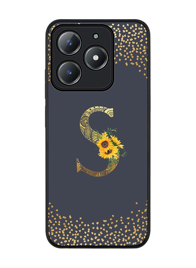 Stylizedd For Realme C63 / Realme C61 4G Case,Slim fit Camera Protection, Shockproof Thin Phone cover  - Custom Floral Monogram - S  (Grey ) - Image 1