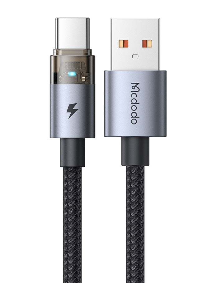 Mcdodo Transparent USB-C Cable with LED Charging Light 1.2m – Type-C Fast Charging Data Sync Cable for Android Phones, Samsung Galaxy, Tablets – Black - Image 2