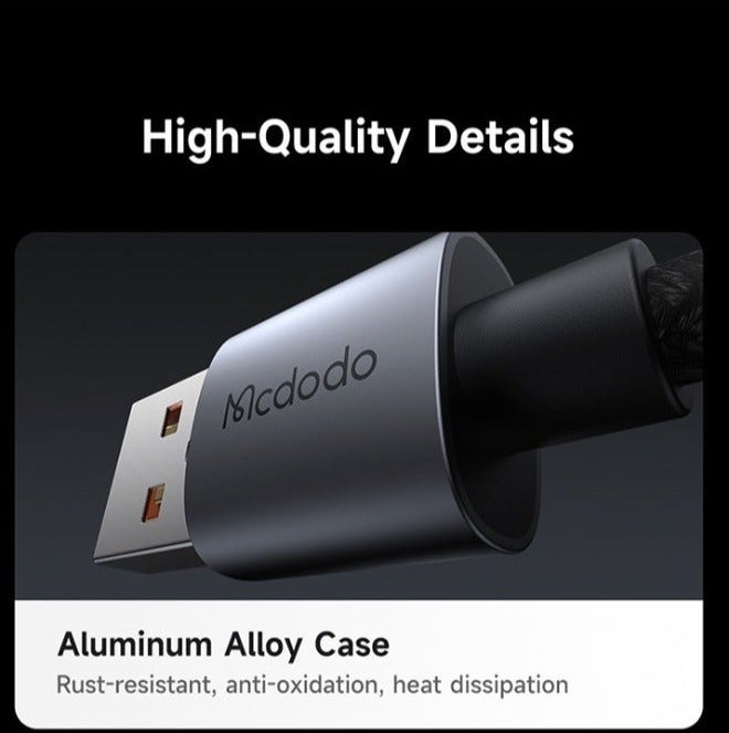 Mcdodo Transparent USB-C Cable with LED Charging Light 1.2m – Type-C Fast Charging Data Sync Cable for Android Phones, Samsung Galaxy, Tablets – Black - Image 5