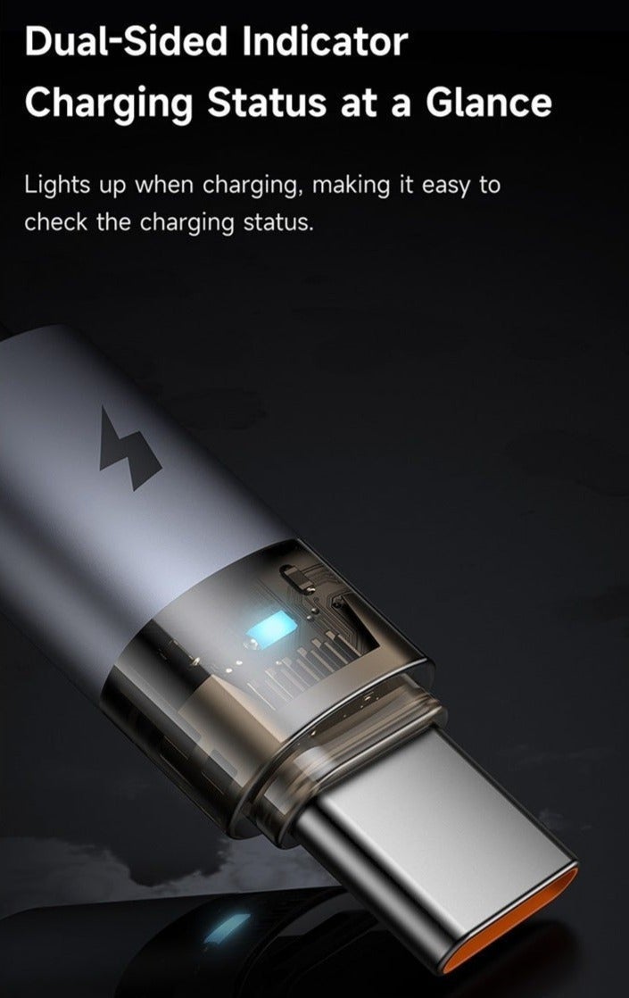 Mcdodo Transparent USB-C Cable with LED Charging Light 1.2m – Type-C Fast Charging Data Sync Cable for Android Phones, Samsung Galaxy, Tablets – Black - Image 4