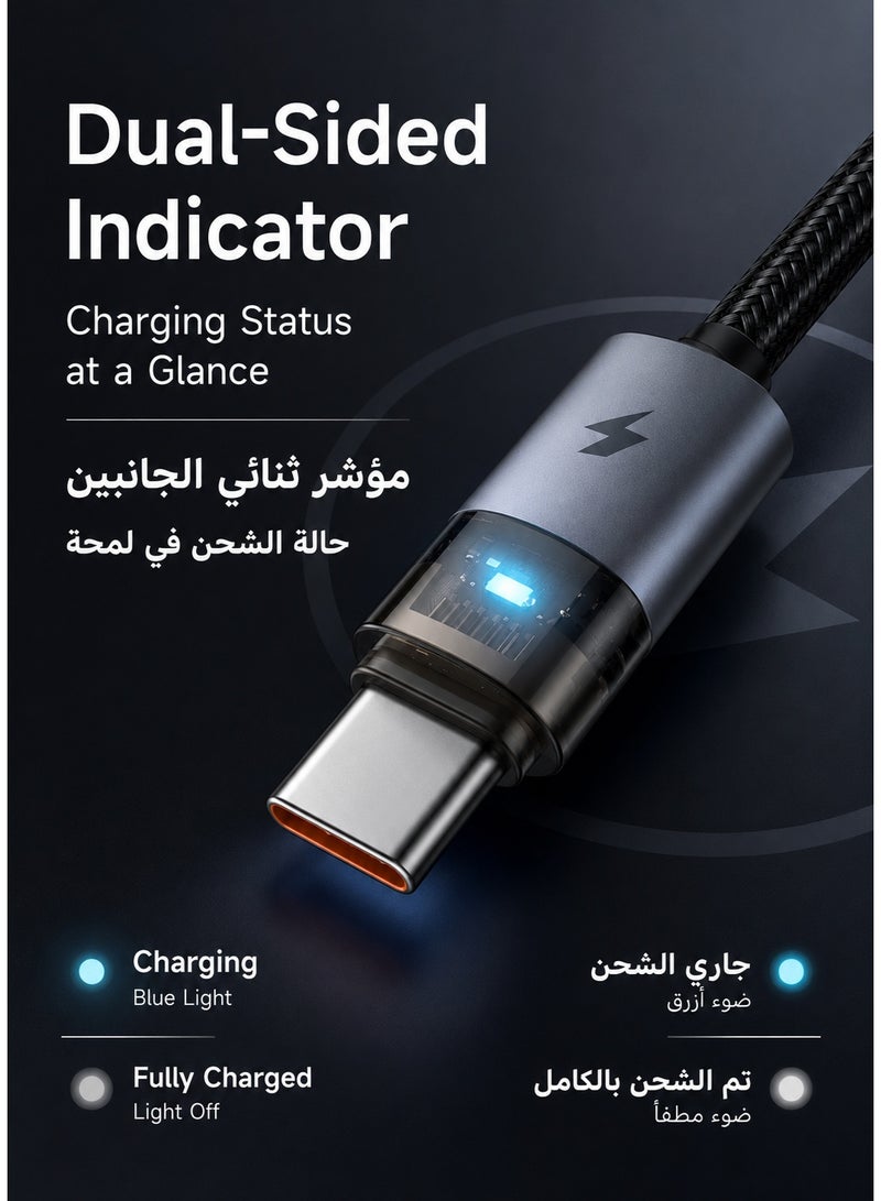 Mcdodo Transparent USB-C Cable with LED Charging Light 1.2m – Type-C Fast Charging Data Sync Cable for Android Phones, Samsung Galaxy, Tablets – Black - Image 3