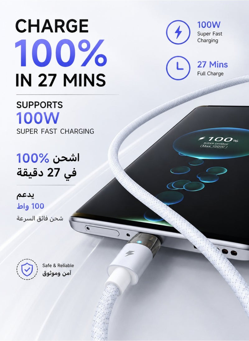Mcdodo Transparent USB-C Cable with LED Charging Light 1.2m – Type-C Fast Charging Data Sync Cable for Android Phones, Samsung Galaxy, Tablets – Black - Image 4