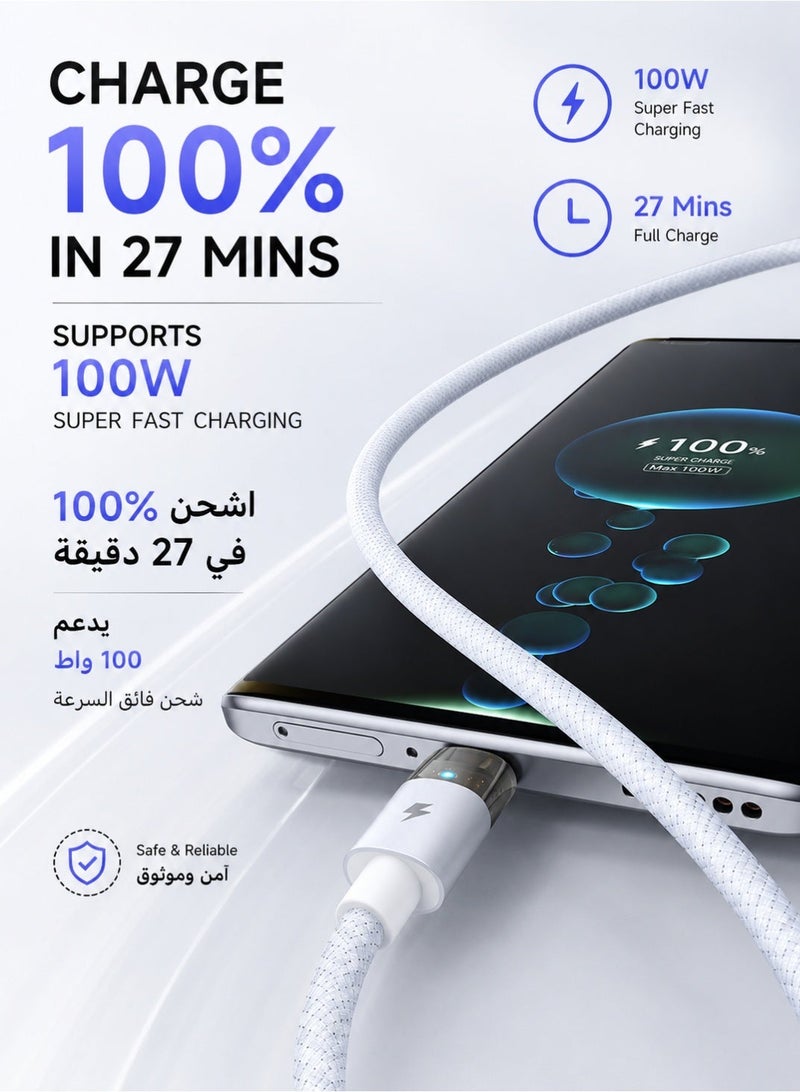 Mcdodo Transparent USB-C Cable with LED Charging Light 1.2m – Type-C Fast Charging Data Sync Cable for Android Phones, Samsung Galaxy, Tablets – Black - Image 4