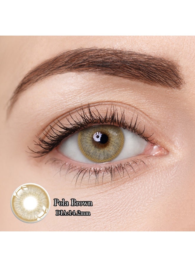 هابييمين عدسات بولا اللاصقة التجميلية السنوية بلون السكر البني للجنسين، مجموعة تكبير مع علبة - Image 3