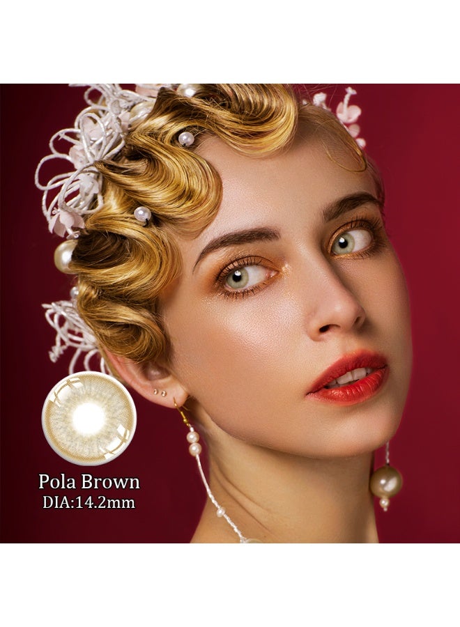 هابييمين عدسات بولا اللاصقة التجميلية السنوية بلون السكر البني للجنسين، مجموعة تكبير مع علبة - Image 1