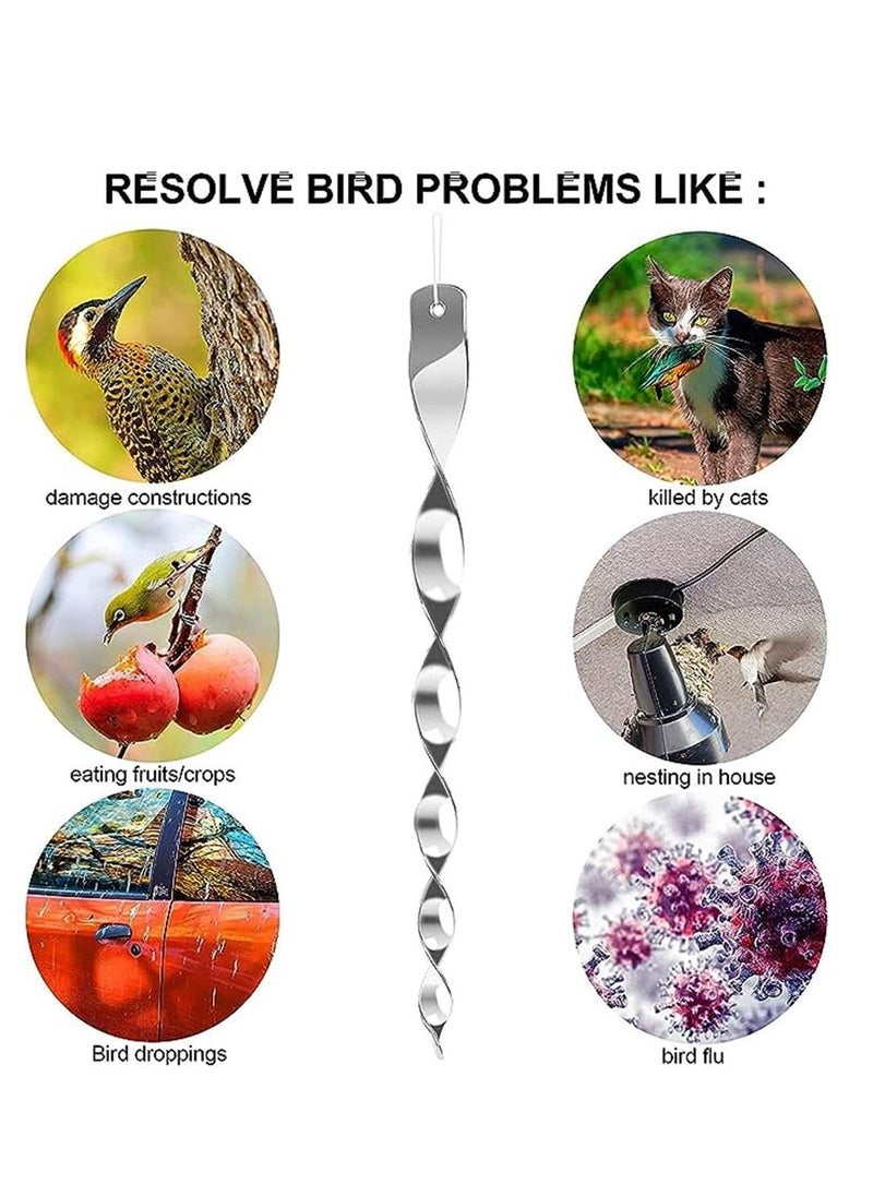 Generic - 12 Pack Bird Repellent Reflectors, Hanging Silver Plastic Rod Reflective Bird Deterrent Device Scare Rods, Glossy Finish Garden Decorative Scare Birds Away, Like, Pigeons and Geese - Image 1