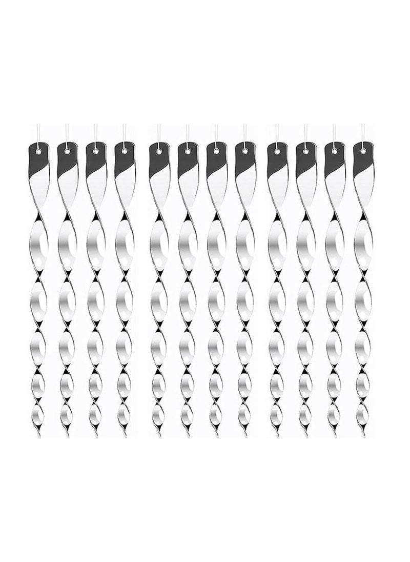 Generic - 12 Pack Bird Repellent Reflectors, Hanging Silver Plastic Rod Reflective Bird Deterrent Device Scare Rods, Glossy Finish Garden Decorative Scare Birds Away, Like, Pigeons and Geese - Image 1