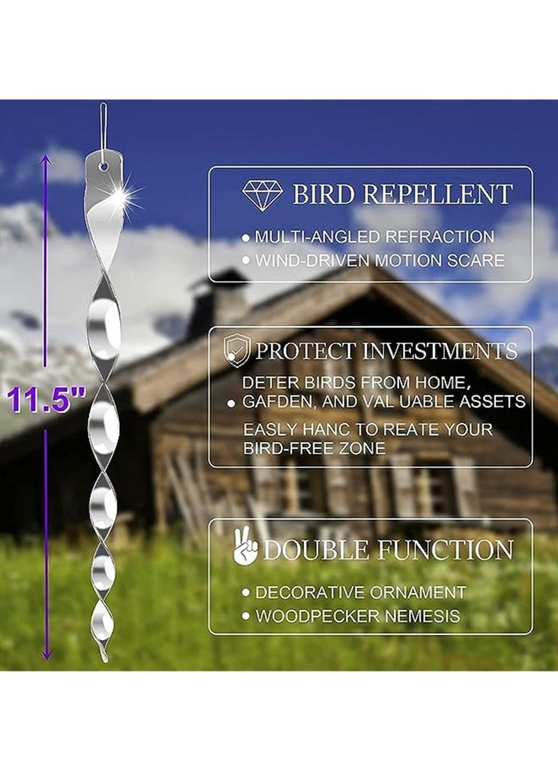 Generic - 12 Pack Bird Repellent Reflectors, Hanging Silver Plastic Rod Reflective Bird Deterrent Device Scare Rods, Glossy Finish Garden Decorative Scare Birds Away, Like, Pigeons and Geese - Image 1