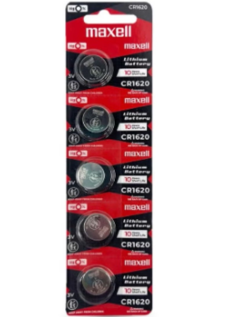 ماكسل 5 قطع بطاريات ليثيوم ماكسيل CR1620 3 فولت يابانية