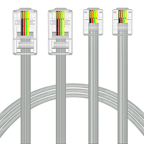 NECABLES 2Pack RJ45 to RJ11 Adapter Converter Cable 6ft RJ45 8P4C Male to RJ11 6P4C Male Gray - 6 Feet - Image 1