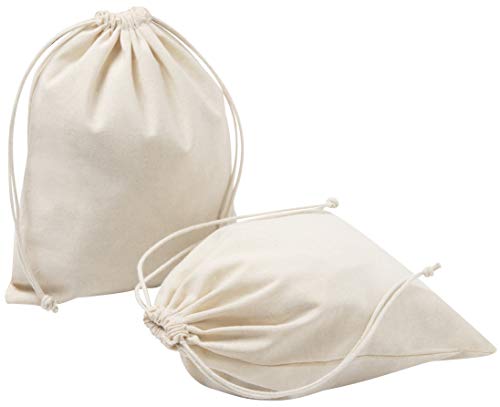 DR Cotton Muslin Drawstring Bags 7x9 Unbleached Reusable Favor Pouches for Crafts, Herbs, Gifts Pantry Storage | Heavyweight 144 GSM | Double Drawstring | by DR (7 x 9 inch - 12 pack, Beige) - Image 5