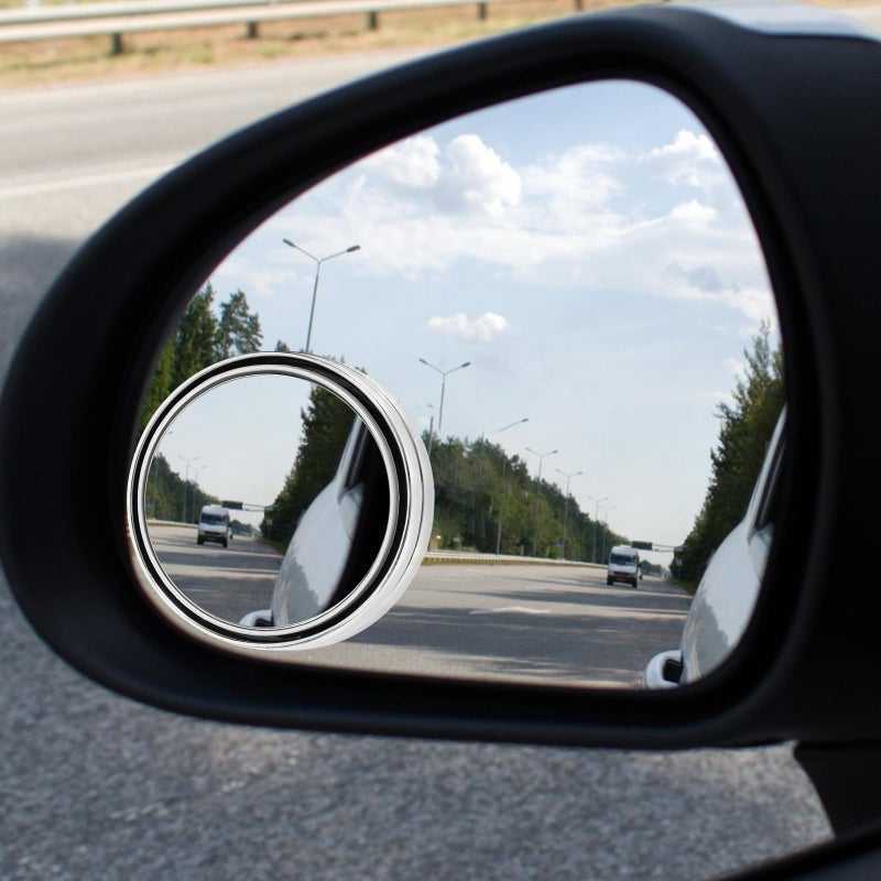 Adjustable Wide Angle Blind Spot Mirror 2 Pack Silver Frame for SUV Truck Safety - Image 4